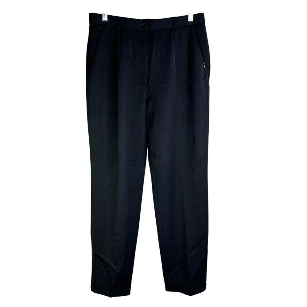 Saint‎ Hilaire Trouser Pants Women 12 Black Zip Pocket Modern Workwear Old Money